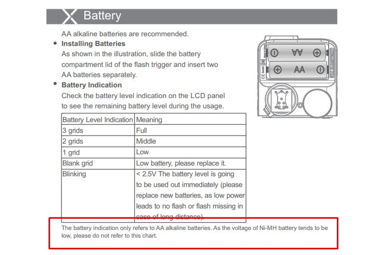 Godox X2T Indikator Battery