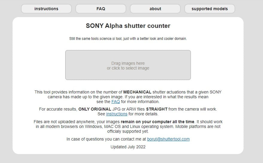 Cek Shutter Count Sony Camera